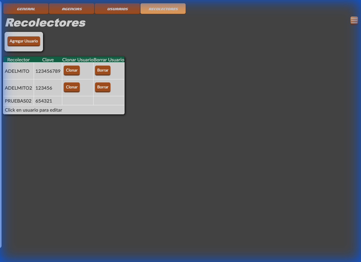 Gestión de Recolectores